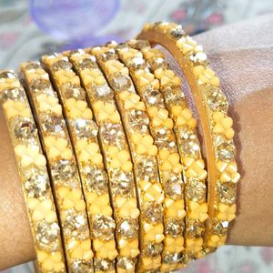 Golden&Small Yellow Flower Bangles