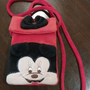 Beautiful Red Micky Character Sling Bag For Kids