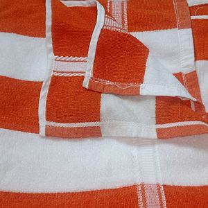 BRAND NEW ORANGE With White STRIPE BATH TOWEL