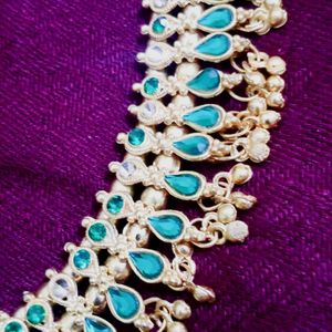 Eid Special Golden N Green  Kundan Necklace