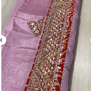 Women Beautiful Zari Border Sari With Blouse Piece