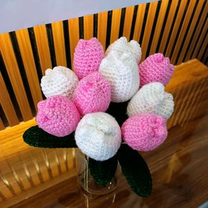 Pack Of 6 Crochet Pink Tulips 🌷