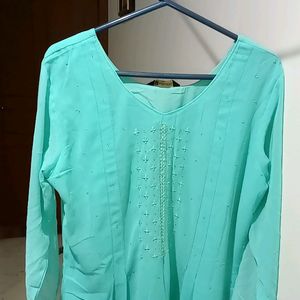 Green Long  Georgette Kurta