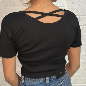 Flash Sale - Fitted Ribbed Black Top