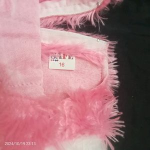 Pink Baby Fur Frock Never Used Like New