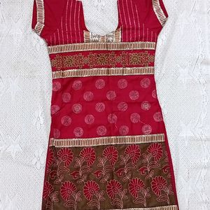 Maroon & Brown Tailor Made Suit With Dupatta