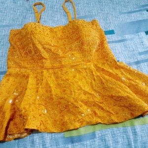 Gold Shimmer Party Wear Padded Top