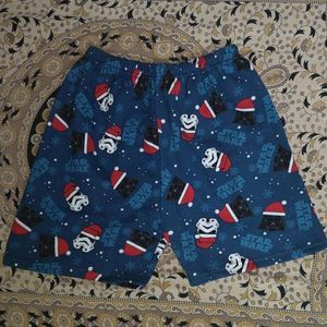 Snowman Printed Woolen Casual Shorts