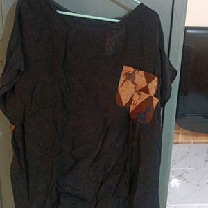 Black Brown Pocket Top