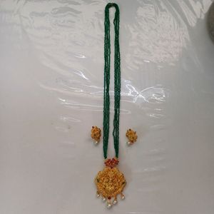 Green Nakshi Haar Set