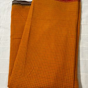 Checked Pure Cotton Saree