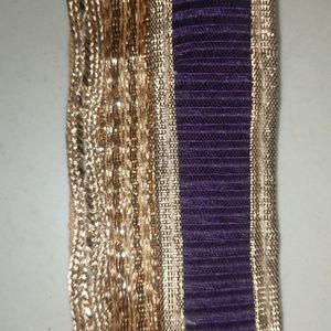 Attractive Golden Purple Coloured Lace For Lahenga