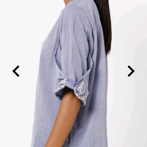 Chambray Blue Denim-like Embroidered Boho Top