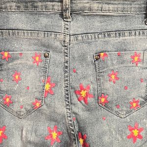 Flower Jeans - Extremely Cute & Pop Of Color