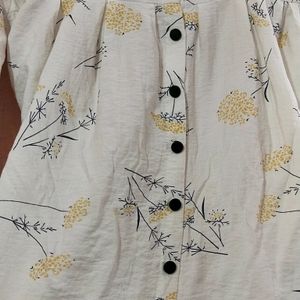 White Flower Print Shirt