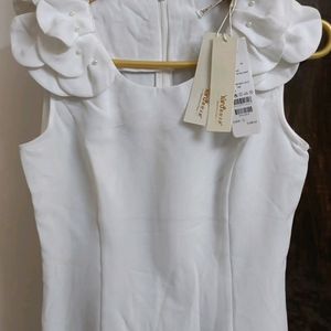 Girls White Polyester Tunic Without Belt