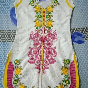 White Yellow Kurti