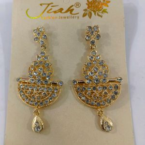 Gold Plated Crystal Dangle Earrings