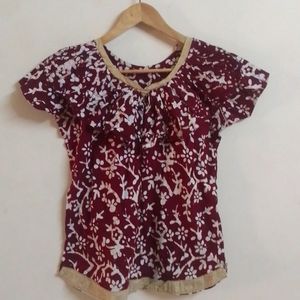 Beautiful Maroon Batic Print Top