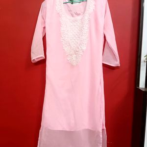 Baby Pink Chikankari Kurti