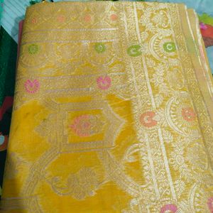 New Banarasi Soft Cotton Linen Saree