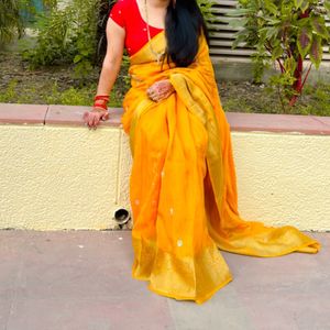 Beautiful Yellow Silk Saree