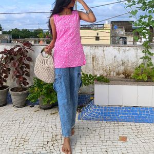 Trendy Pink Short Kurti Straight