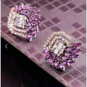 Rose Gold plated American Diamond- Studded Studs