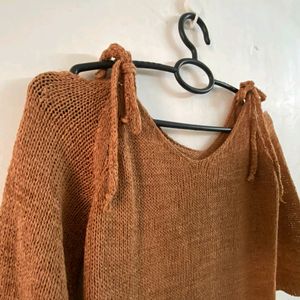 Brown Top (M) +  Earrings