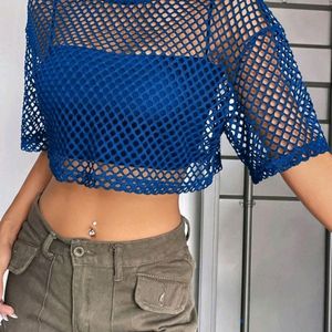 Pinterest Navy Blue Mesh Top