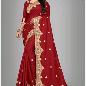 Embroiderd Bollywood Art Silk Saree