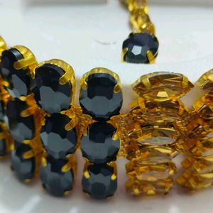 Golden Black Choker necklce set