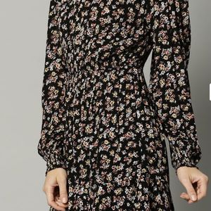 M&S Black Floral Dress