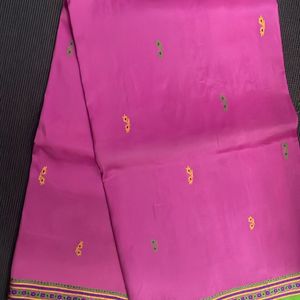 PURE PINK SILK SAREE with thread Border