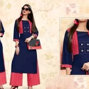 Designer Cotton Kurti Plazzo Set