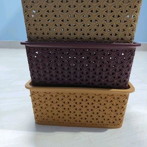Pack Of 3 Multipurpose Storage Basket With Lid