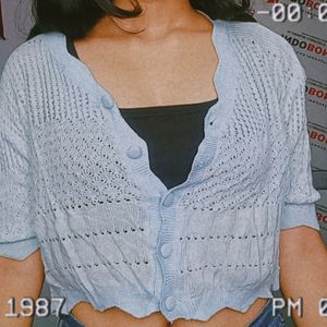 Light Blue Baggy Crop Top