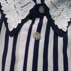 Stylish White And Blue Strips Shirt