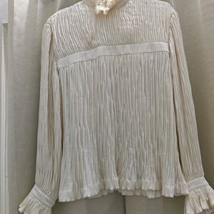 High-neck Pleated Top