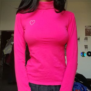 Hot Pink long sleeve turtleneck