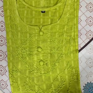 Lakhnavi Green Short Kurta