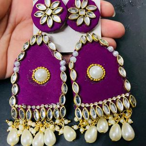 Fabric Fancy Long Size Earrings