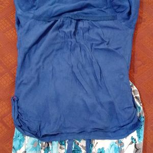 Girls Blue KURTA and DHOTI style Bottom