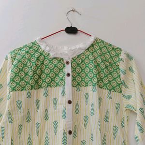 BEAUTIFUL VEGITABLE PRINTED GREEN TUNIC