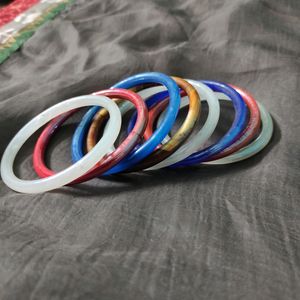 Set Of 8 Colorful Glass Bangles