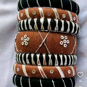 Brown Mirror Work Bangles 🤎