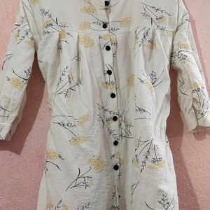 White Flower Print Shirt