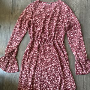 Red Ditsy Floral Dress