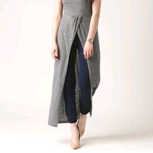 Womens Round Neck Front Open Maxi Top