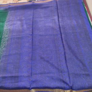 Green And Blue Crepe Silk Saree